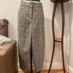 High wasted barrel leg plaid pants